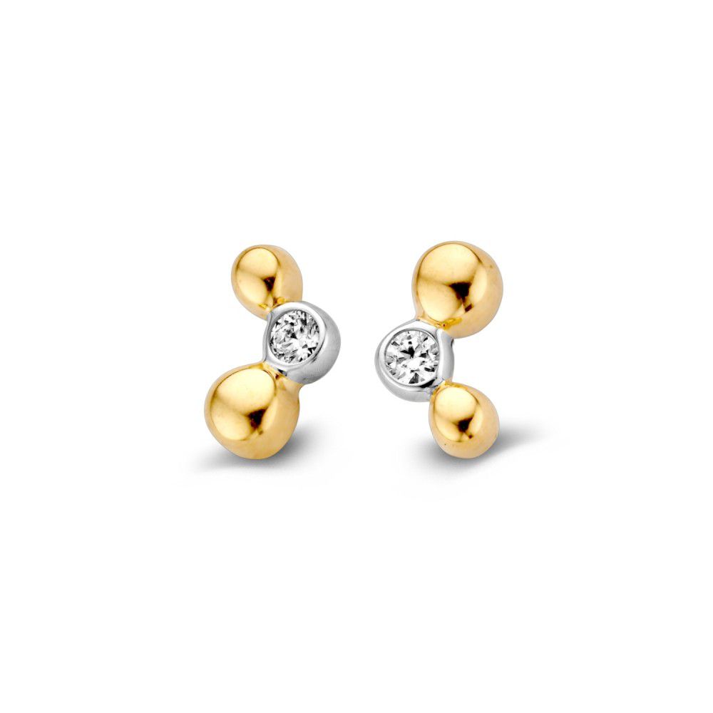 14 krt gouden Oorstekers bicolor zirkonia