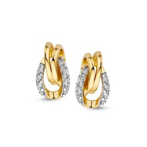14 krt gouden Oorstekers bicolor zirkonia