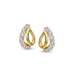 14 krt gouden Oorstekers bicolor zirkonia
