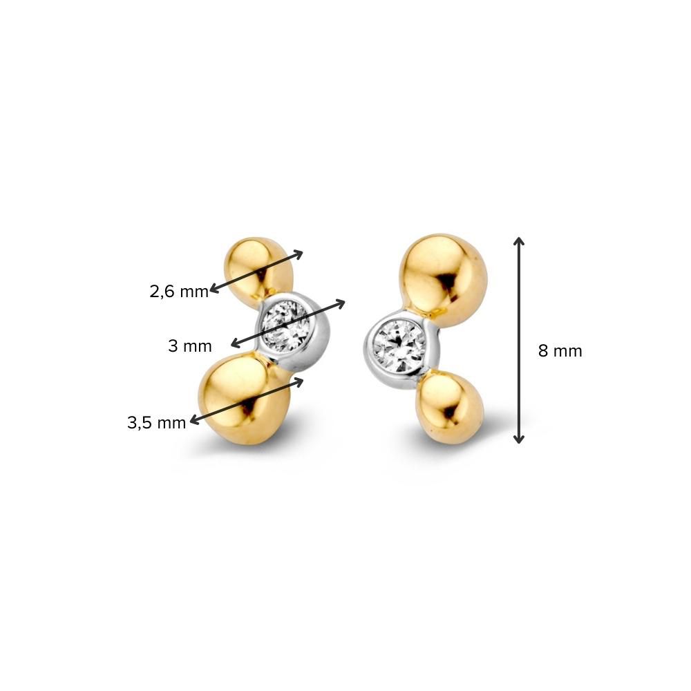 14 krt gouden Oorstekers bicolor zirkonia - Afbeelding 2