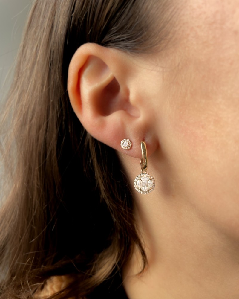 14 krt gouden Oorstekers geelgoud briljant 0,17 crt. - Afbeelding 2