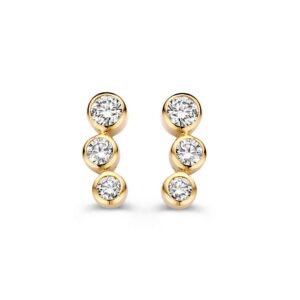 14 krt gouden Oorstekers geelgoud briljant 0,34 crt.