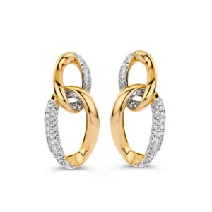 14 krt gouden Oorstekers geelgoud briljant 0,42 crt.