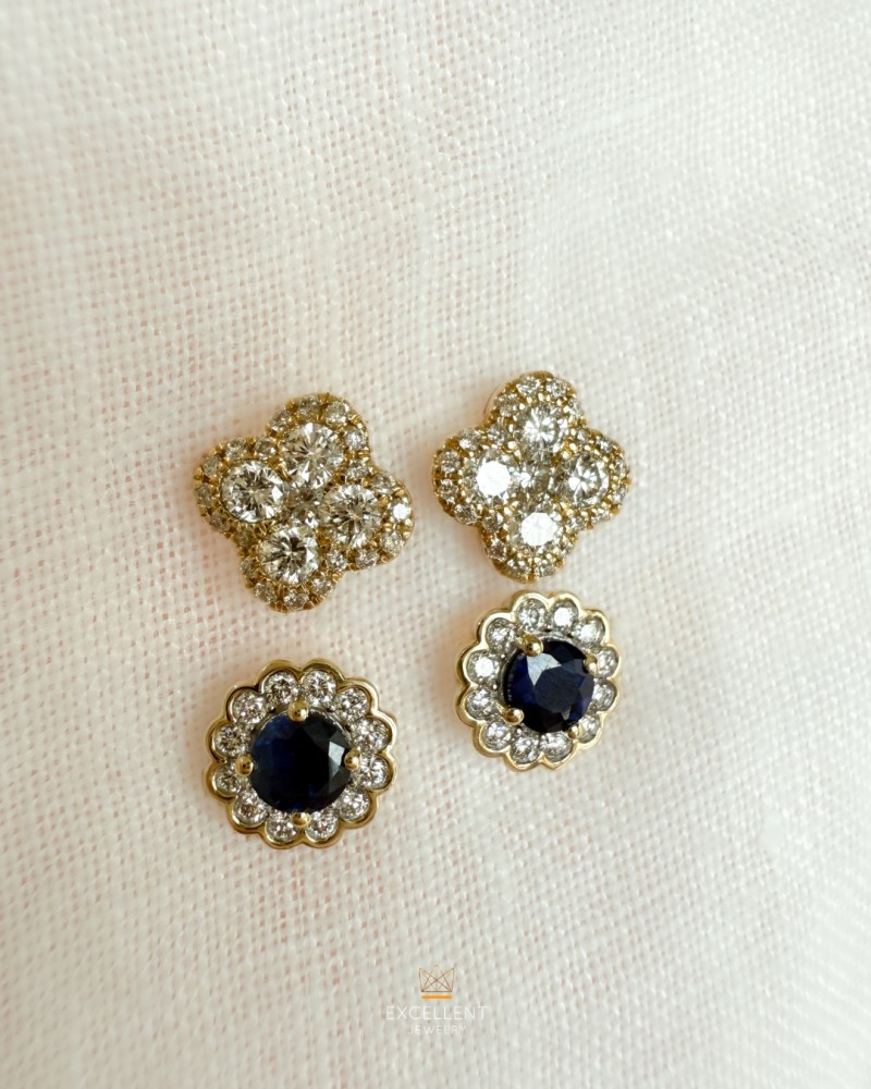 14 krt gouden Oorstekers geelgoud briljant 0,70 crt. - Afbeelding 2