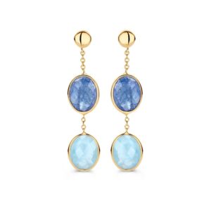 14 krt gouden Oorstekers geelgoud edelsteen