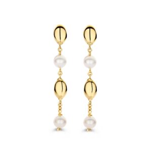 14 krt gouden Oorstekers geelgoud parel