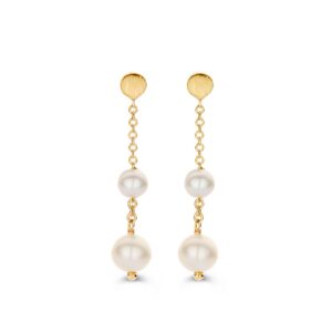 14 krt gouden Oorstekers geelgoud parel