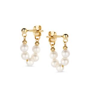 14 krt gouden Oorstekers geelgoud parel