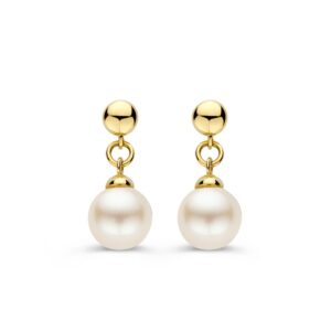 14 krt gouden Oorstekers geelgoud parel