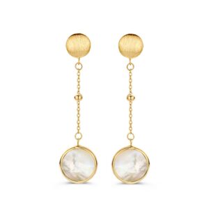 14 krt gouden Oorstekers geelgoud parelmoer