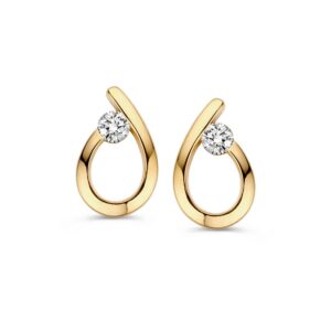 14 krt gouden Oorstekers geelgoud zirkonia