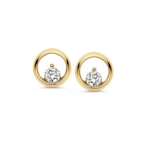 14 krt gouden Oorstekers geelgoud zirkonia