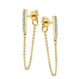 14 krt gouden Oorstekers geelgoud zirkonia