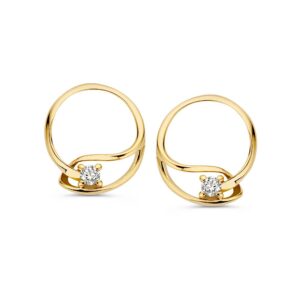 14 krt gouden Oorstekers geelgoud zirkonia