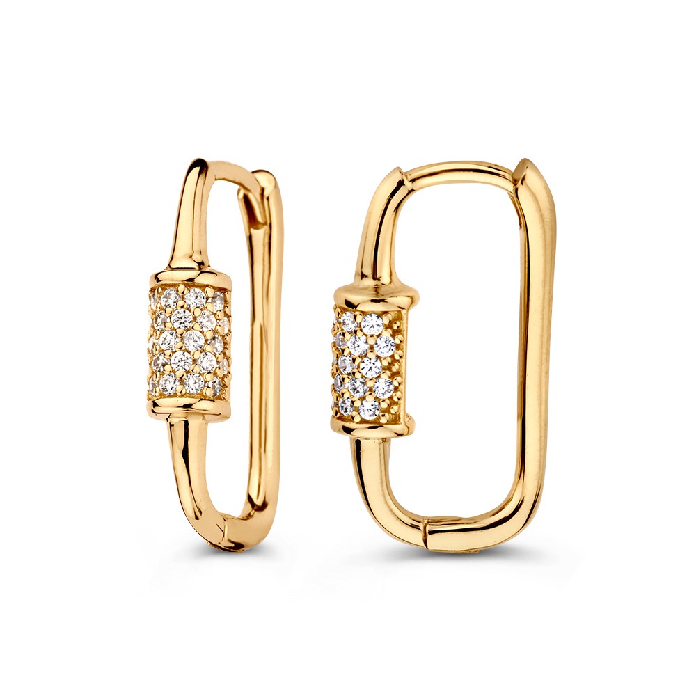 14 krt gouden Oorstekers geelgoud zirkonia - Afbeelding 2