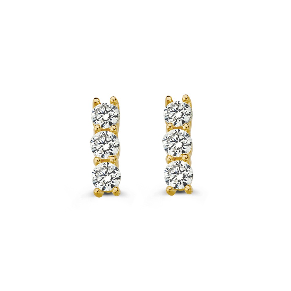 14 krt gouden Oorstekers geelgoud zirkonia