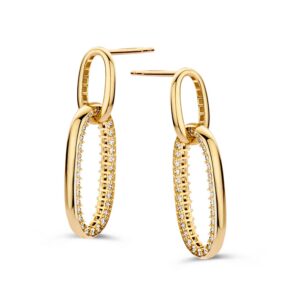 14 krt gouden Oorstekers geelgoud zirkonia