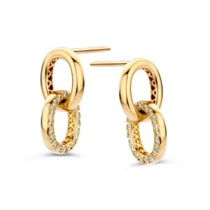 14 krt gouden Oorstekers geelgoud zirkonia