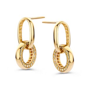 14 krt gouden Oorstekers geelgoud zirkonia