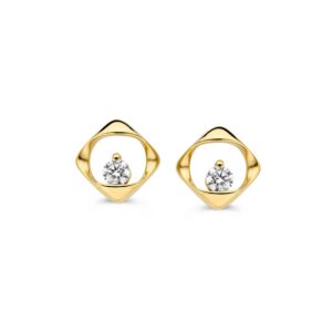14 krt gouden Oorstekers geelgoud zirkonia