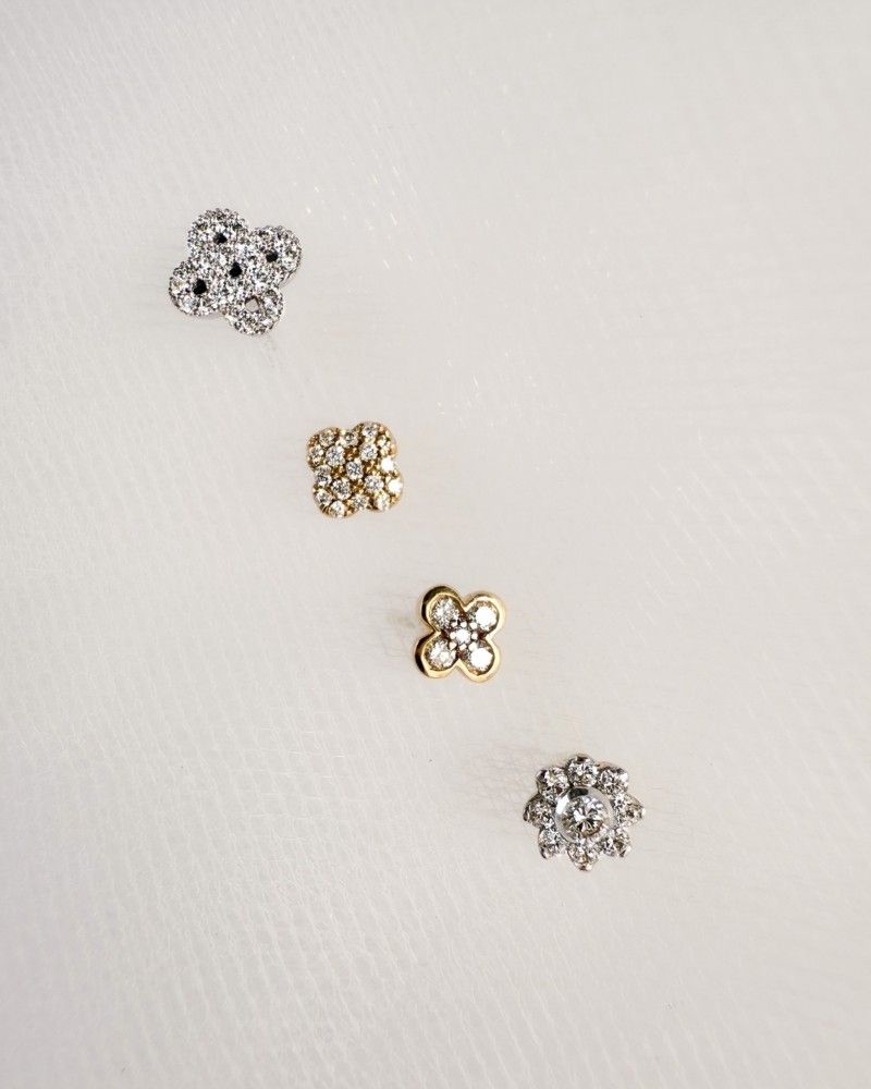 14 krt gouden Oorstekers witgoud briljant 0,14 crt. - Afbeelding 4