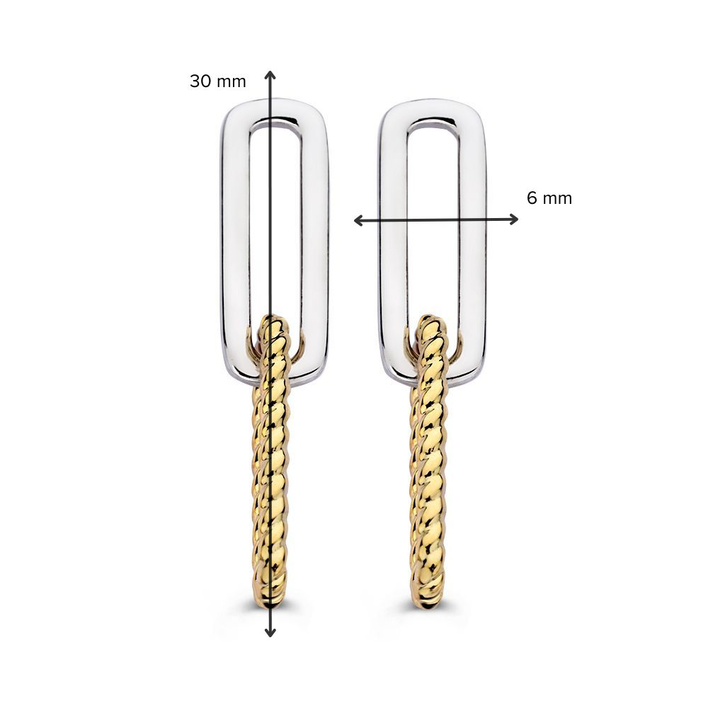 14 krt gouden Oorstekers zilver/goud - Afbeelding 2