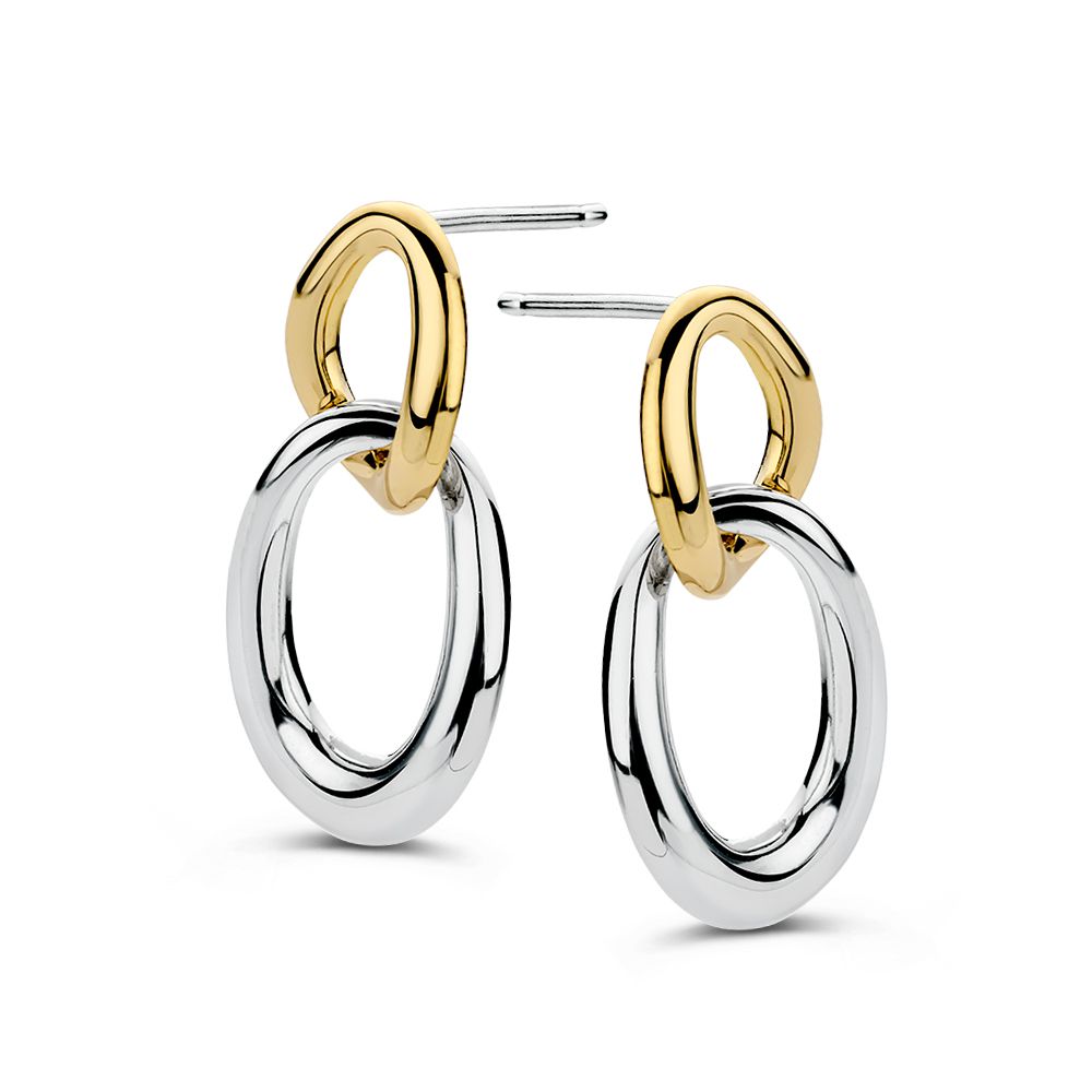 14 krt gouden Oorstekers zilver/goud