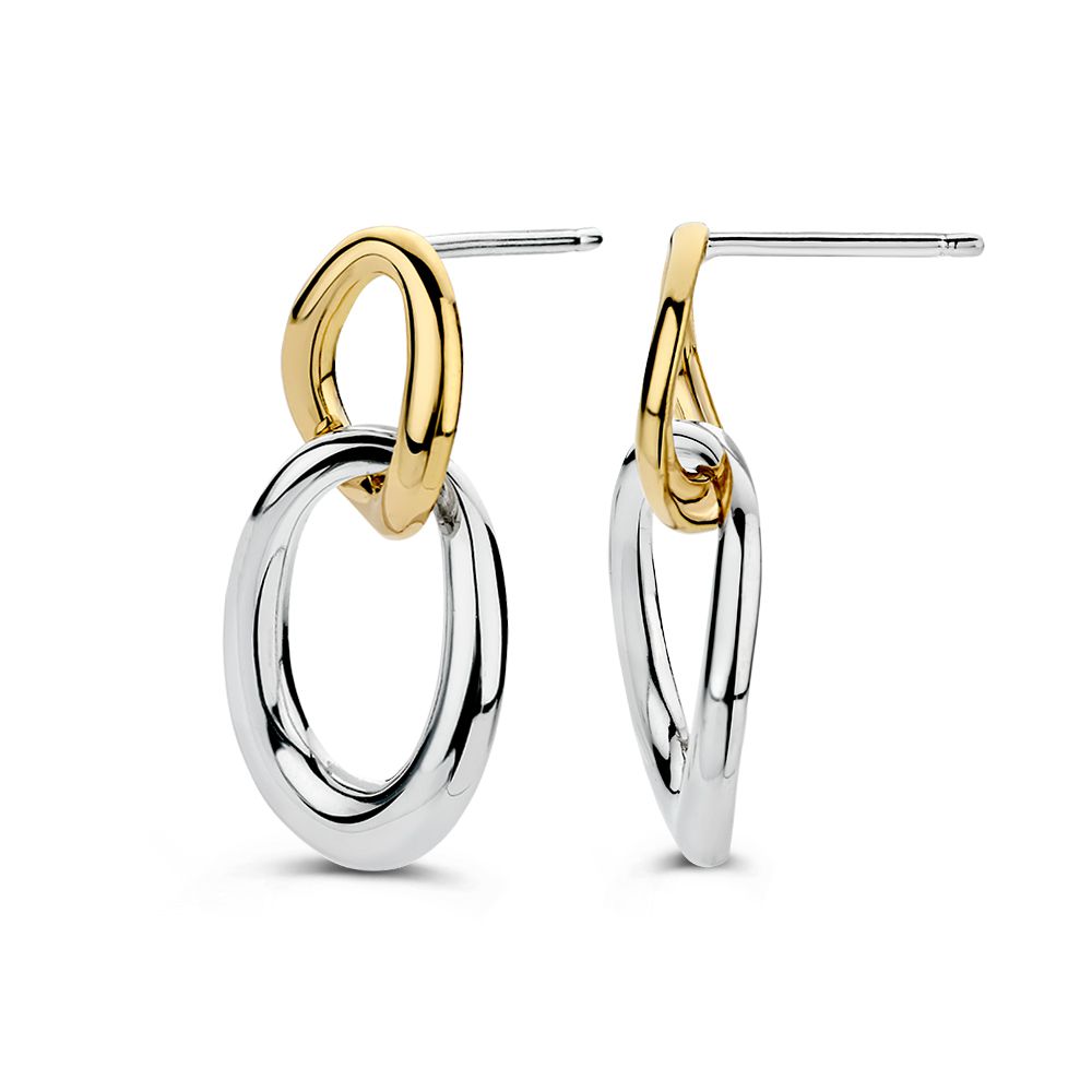 14 krt gouden Oorstekers zilver/goud - Afbeelding 2