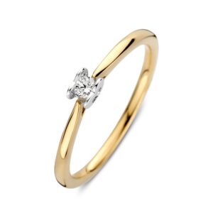 14 krt gouden Ring bicolor briljant 0.07 crt.