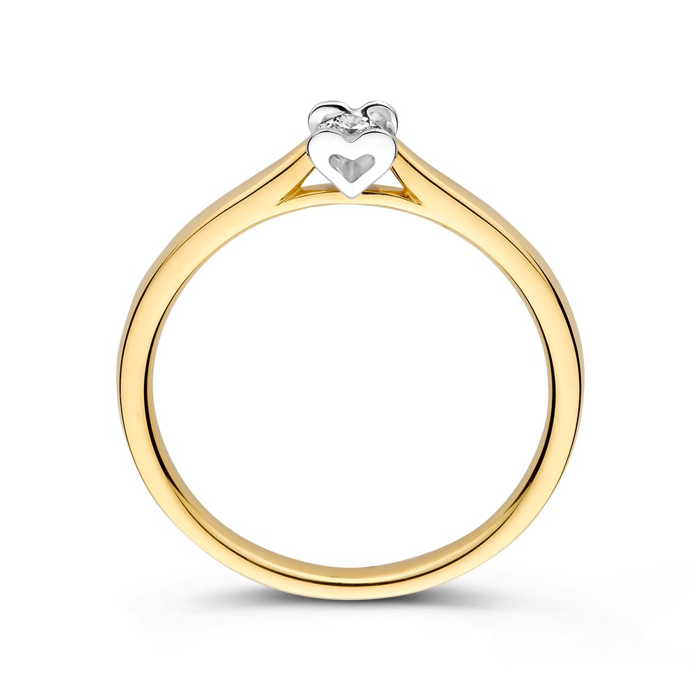 14 krt gouden Ring bicolor briljant 0.12 crt. - Afbeelding 2