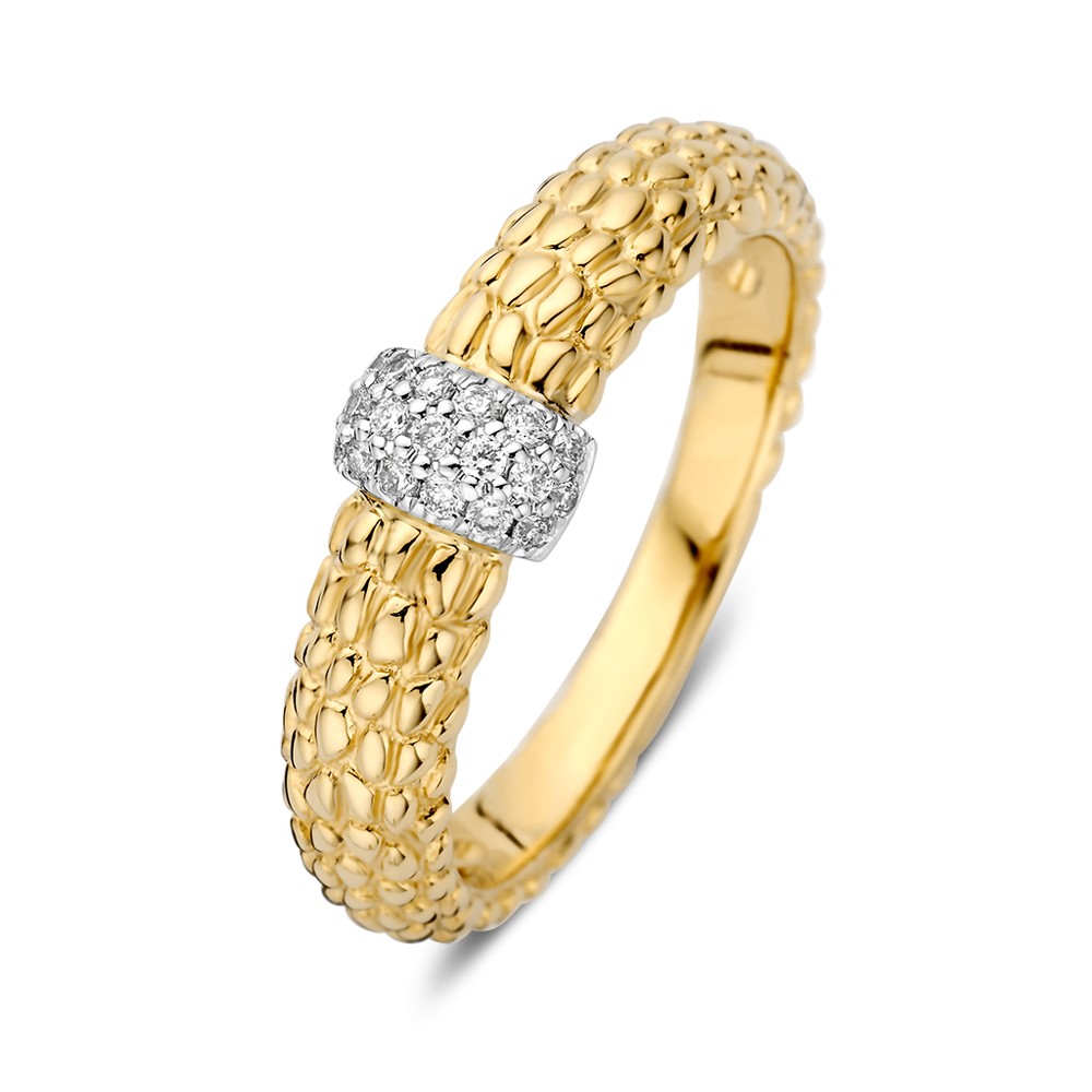 14 krt gouden Ring bicolor briljant 0.14 crt.