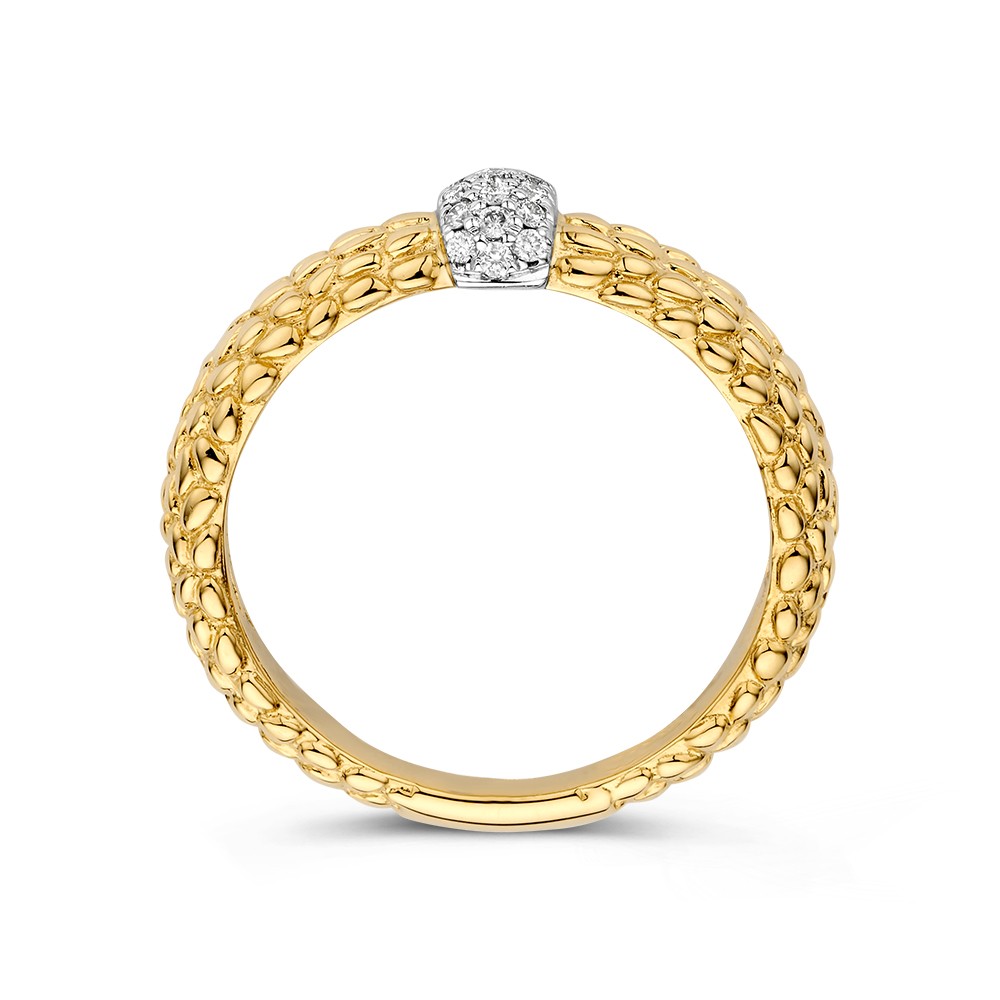 14 krt gouden Ring bicolor briljant 0.14 crt. - Afbeelding 2