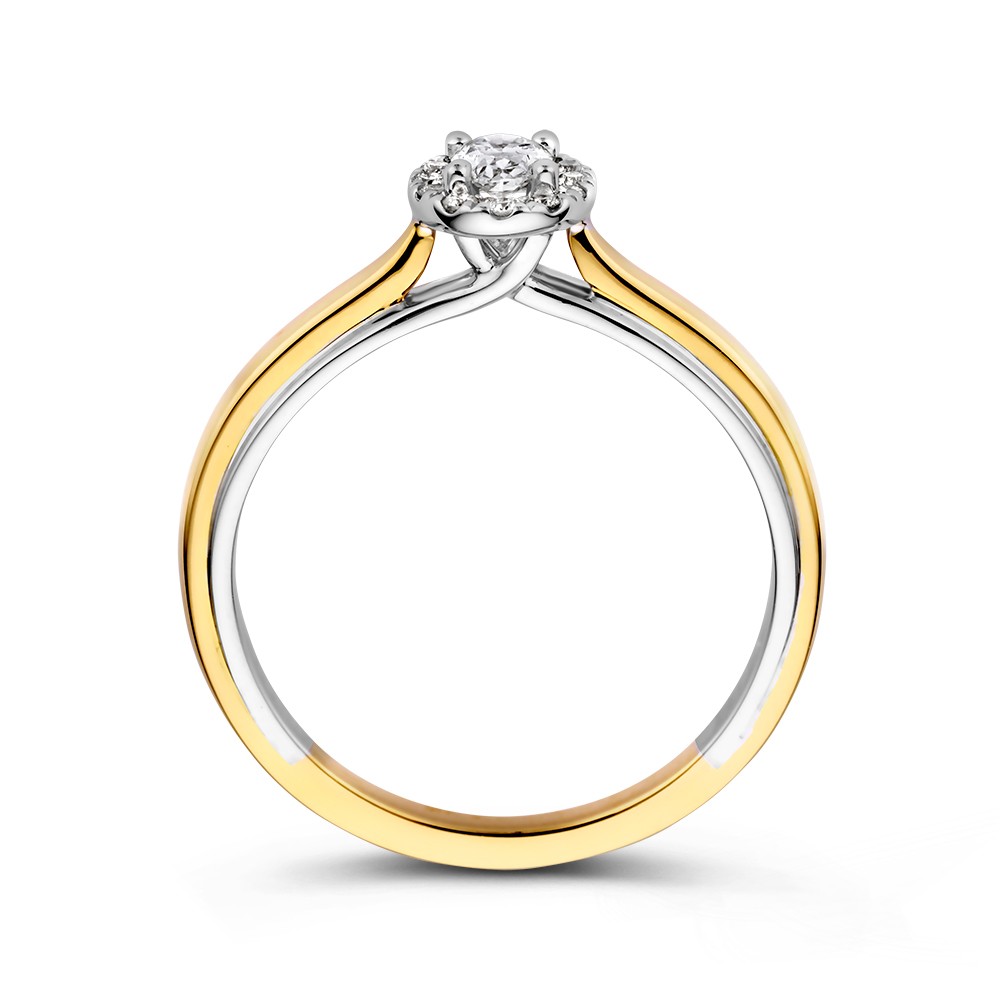 14 krt gouden Ring bicolor briljant 0.29 crt. - Afbeelding 2