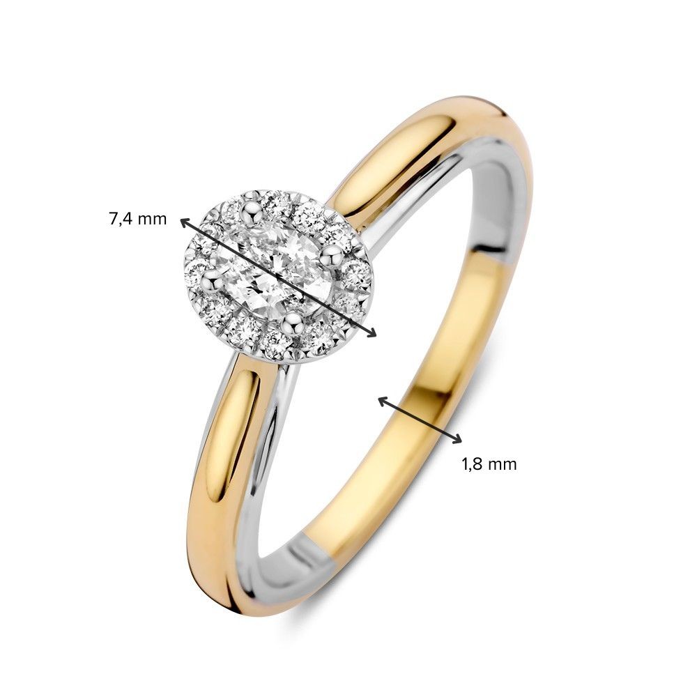 14 krt gouden Ring bicolor briljant 0.29 crt. - Afbeelding 3
