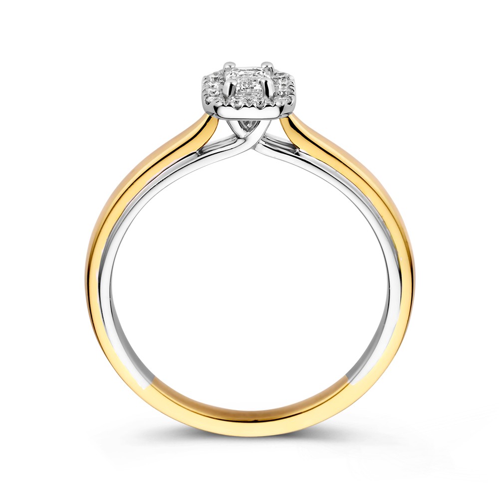 14 krt gouden Ring bicolor briljant 0.33 crt. - Afbeelding 2