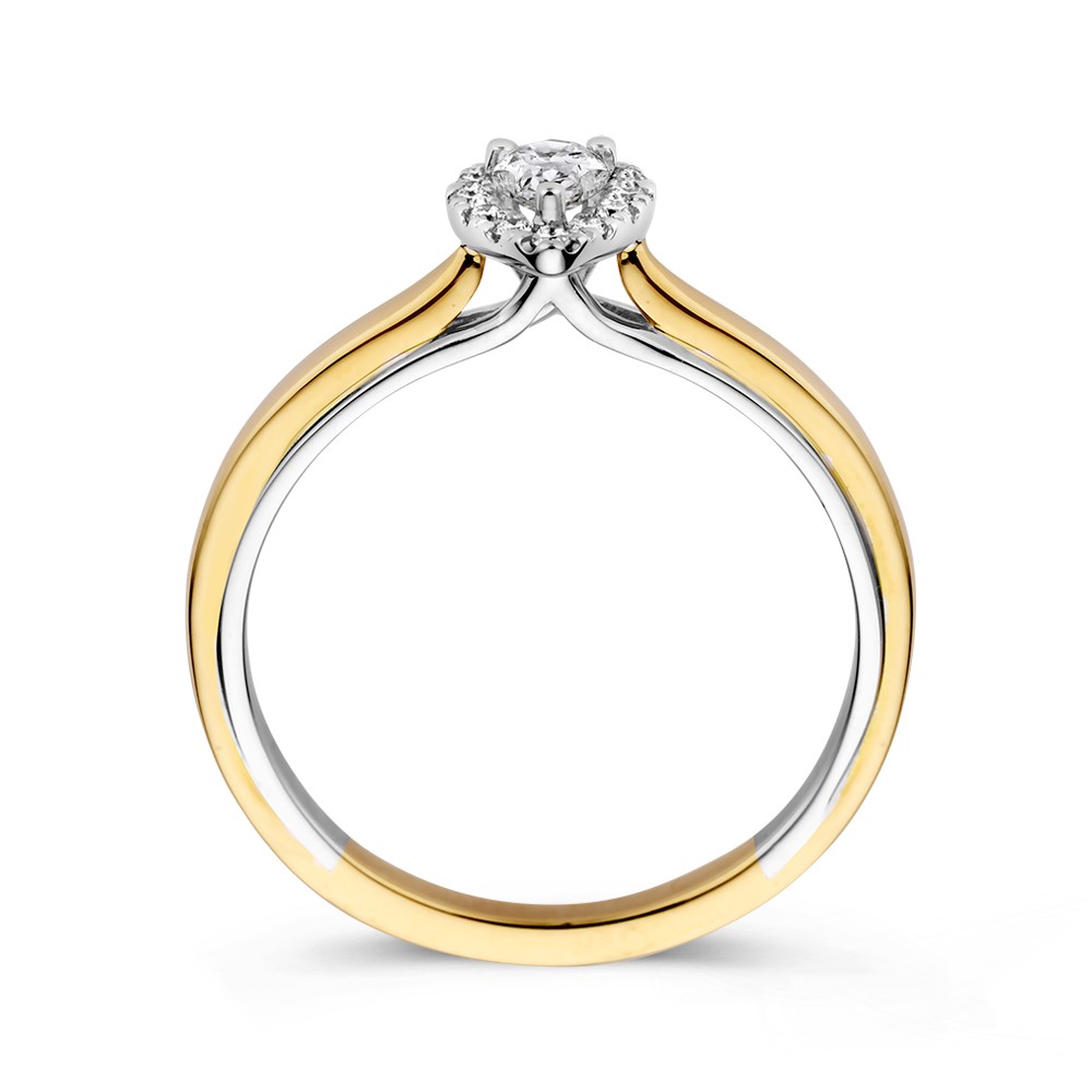 14 krt gouden Ring bicolor briljant 0.33 crt. - Afbeelding 2