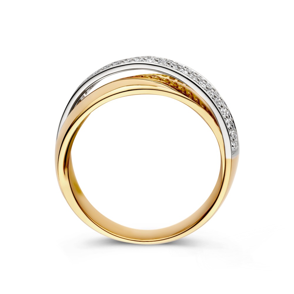 14 krt gouden Ring bicolor briljant 0.37 crt. - Afbeelding 3