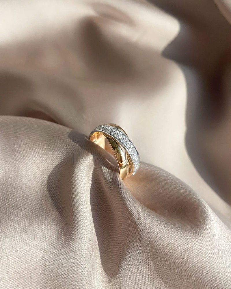 14 krt gouden Ring bicolor briljant 0.37 crt. - Afbeelding 2