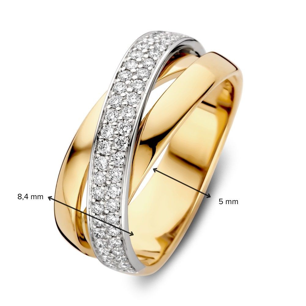 14 krt gouden Ring bicolor briljant 0.37 crt. - Afbeelding 4