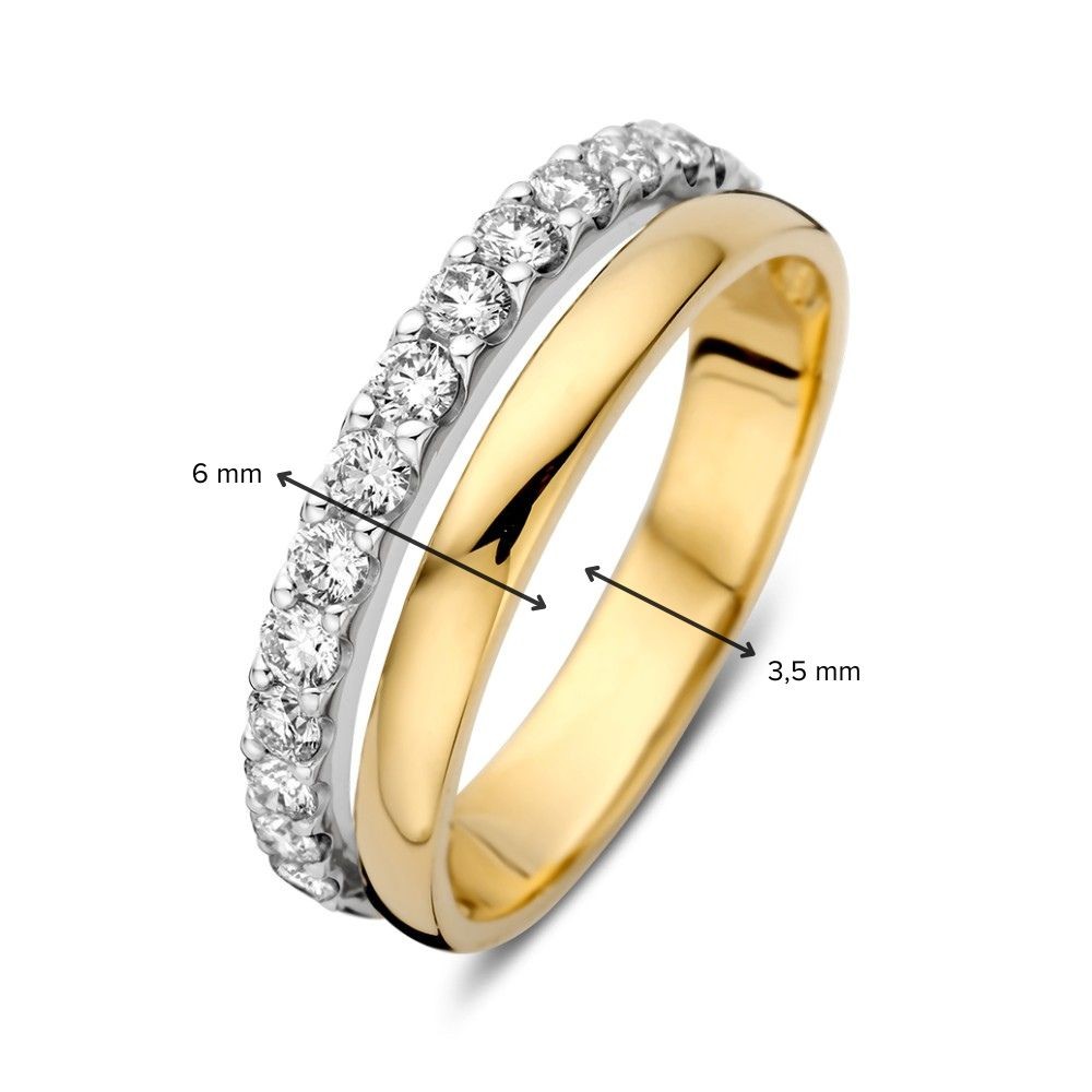14 krt gouden Ring bicolor briljant 0.58 crt. - Afbeelding 3