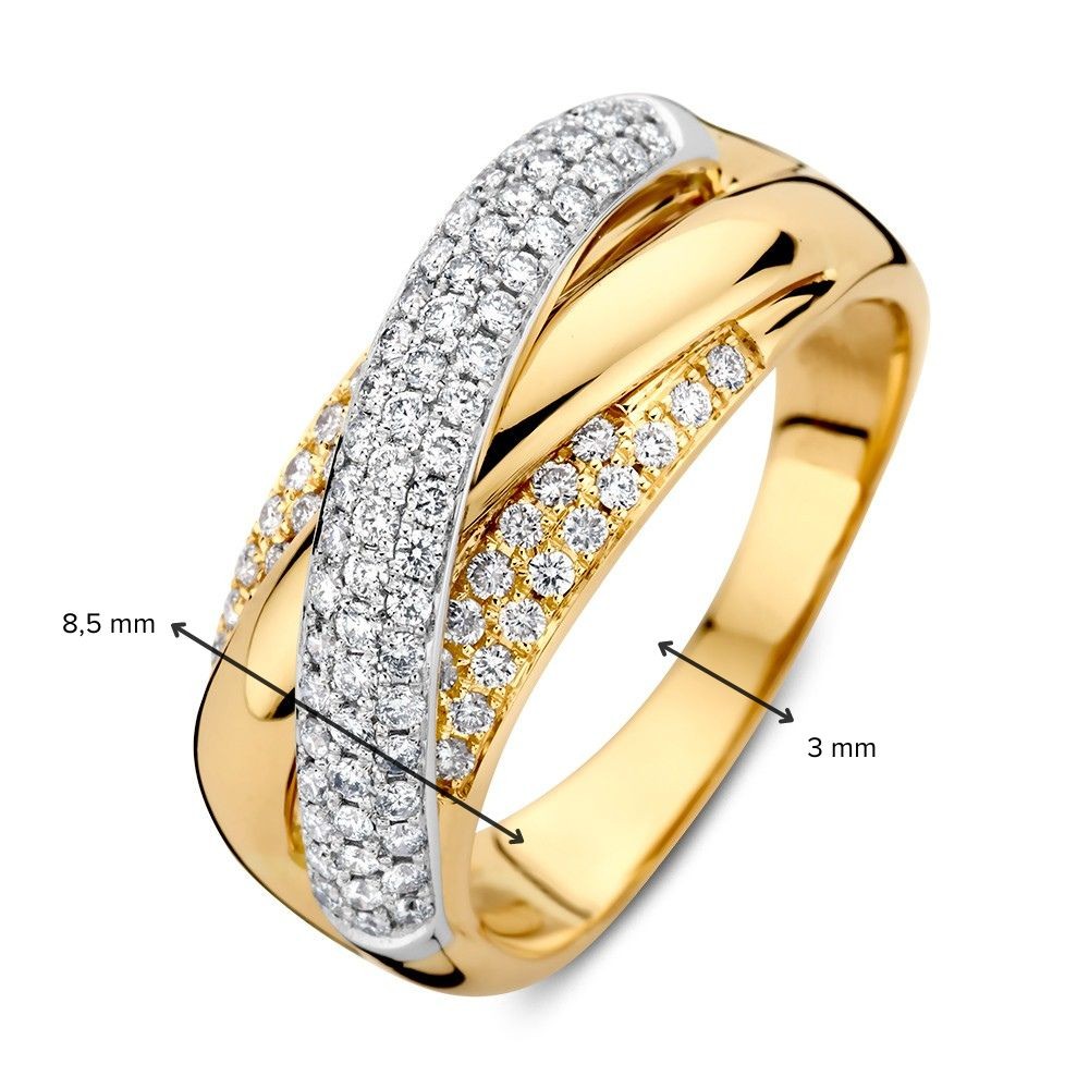 14 krt gouden Ring bicolor briljant 0.61 crt. - Afbeelding 3