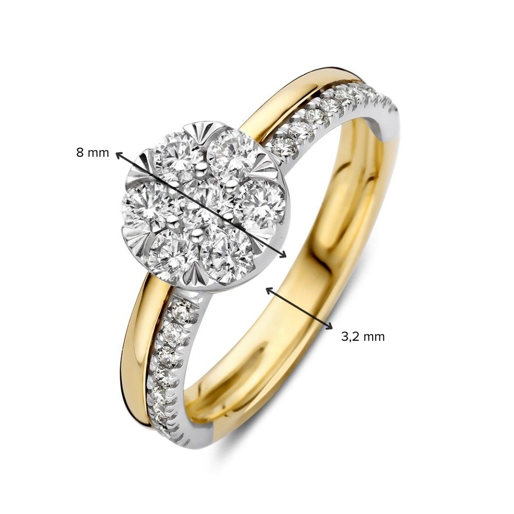 14 krt gouden Ring bicolor briljant 0.63 crt. - Afbeelding 3