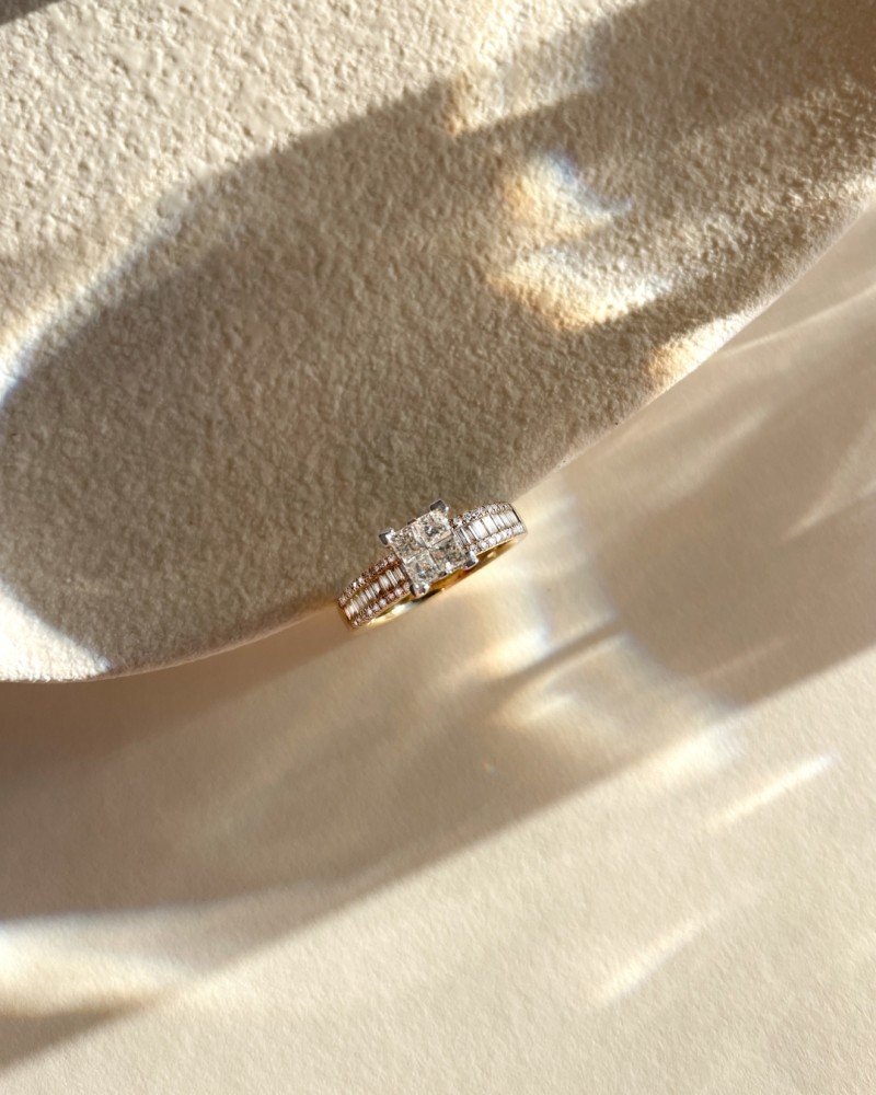 14 krt gouden Ring bicolor briljant 0.94 crt. - Afbeelding 3