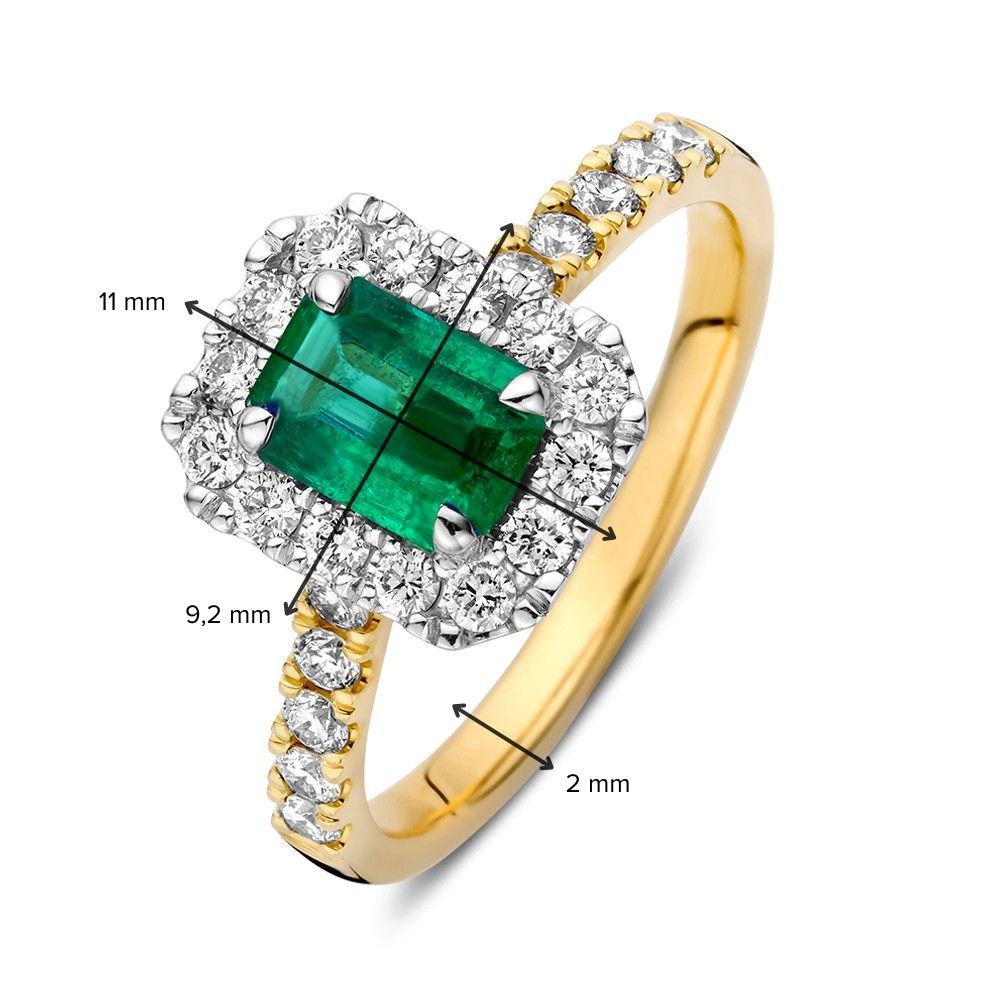 14 krt gouden Ring bicolor smaragd + briljant - Afbeelding 9