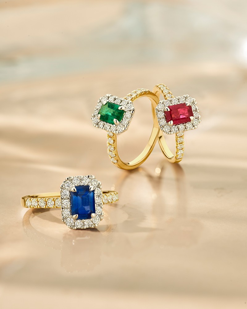 14 krt gouden Ring bicolor smaragd + briljant - Afbeelding 8