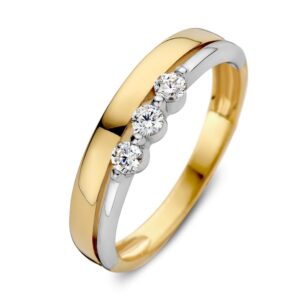 14 krt gouden Ring bicolor zirkonia