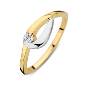 14 krt gouden Ring bicolor zirkonia