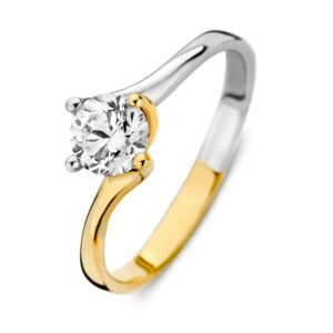 14 krt gouden Ring bicolor zirkonia