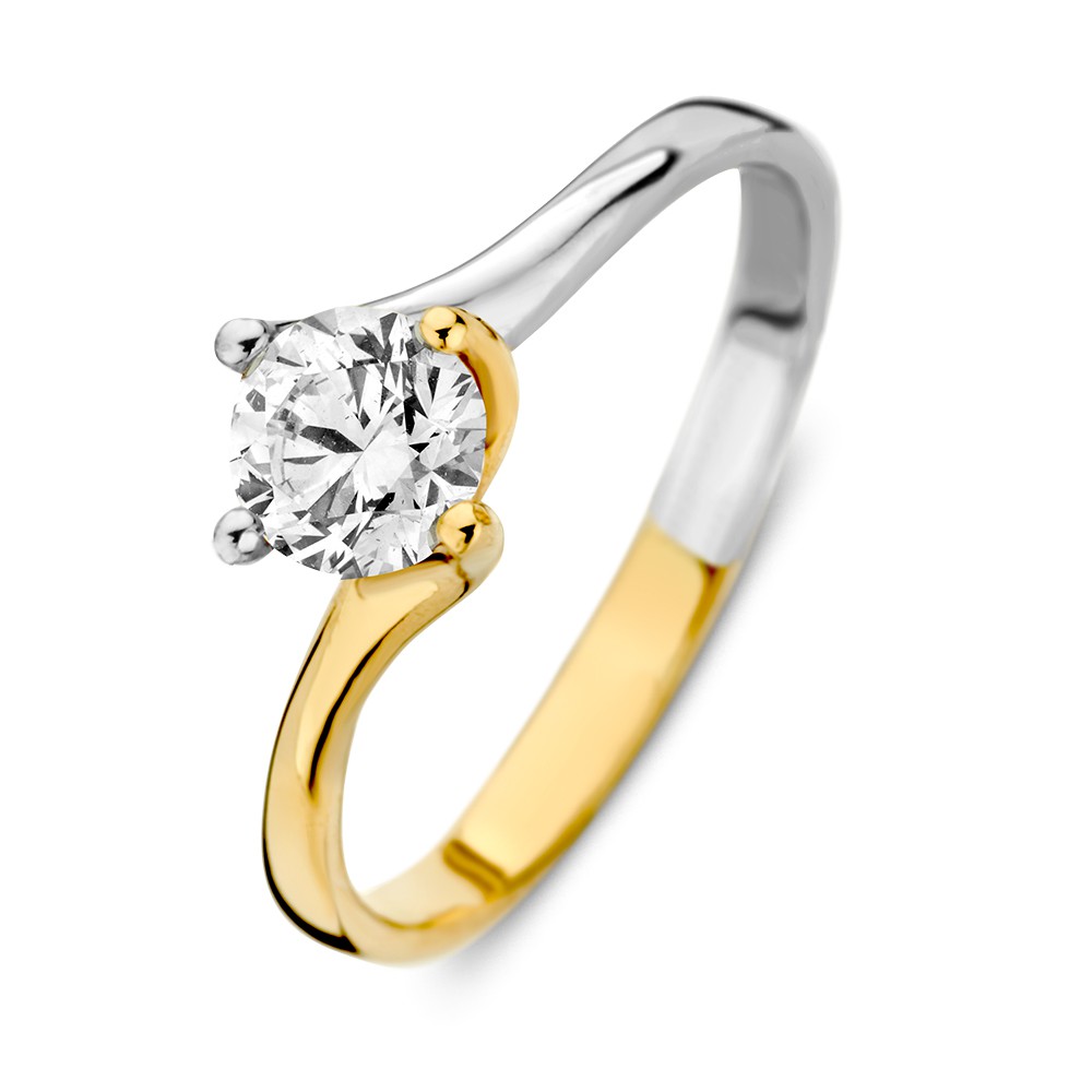 14 krt gouden Ring bicolor zirkonia