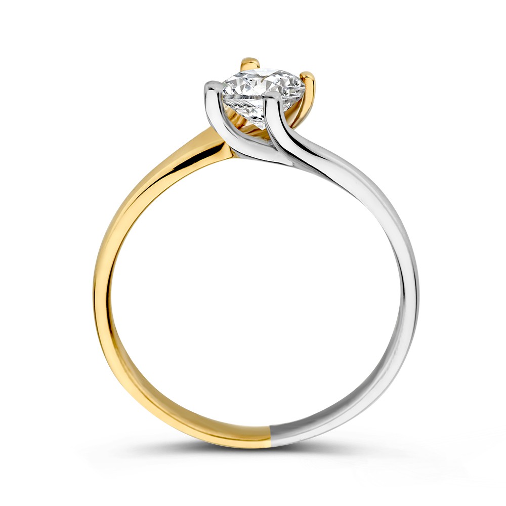 14 krt gouden Ring bicolor zirkonia - Afbeelding 2